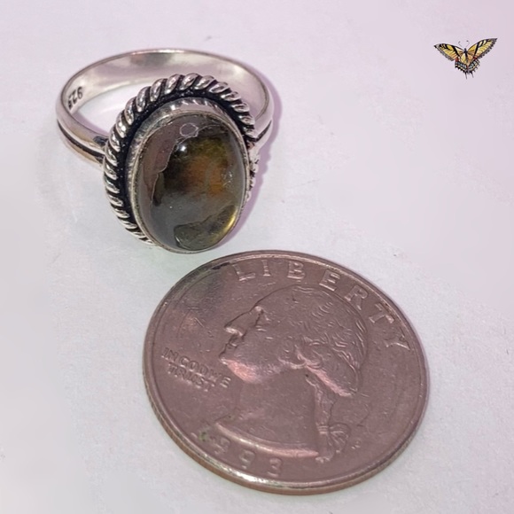 Dainty Natural Labradorite Gemstone Handmade Minimalist Ring - Picture 6 of 6